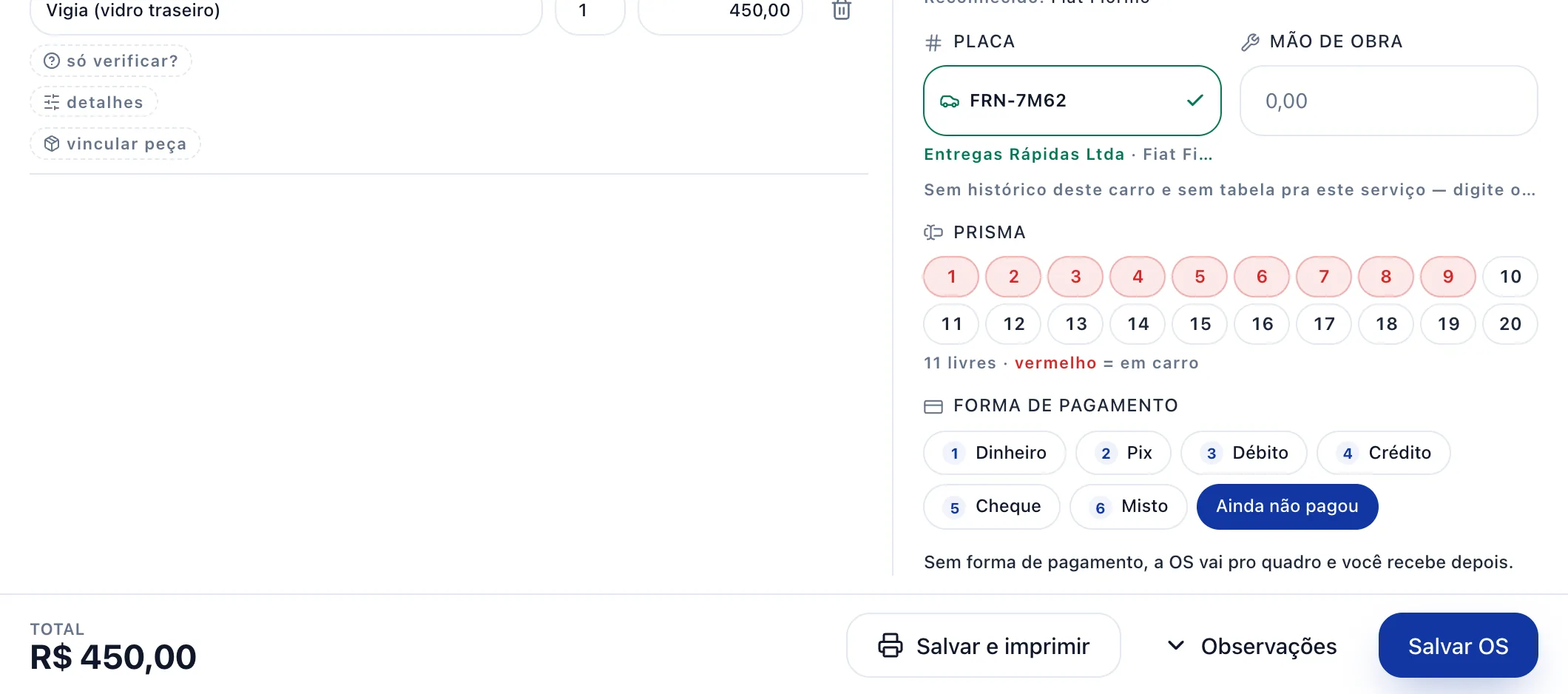 Salve o orçamento