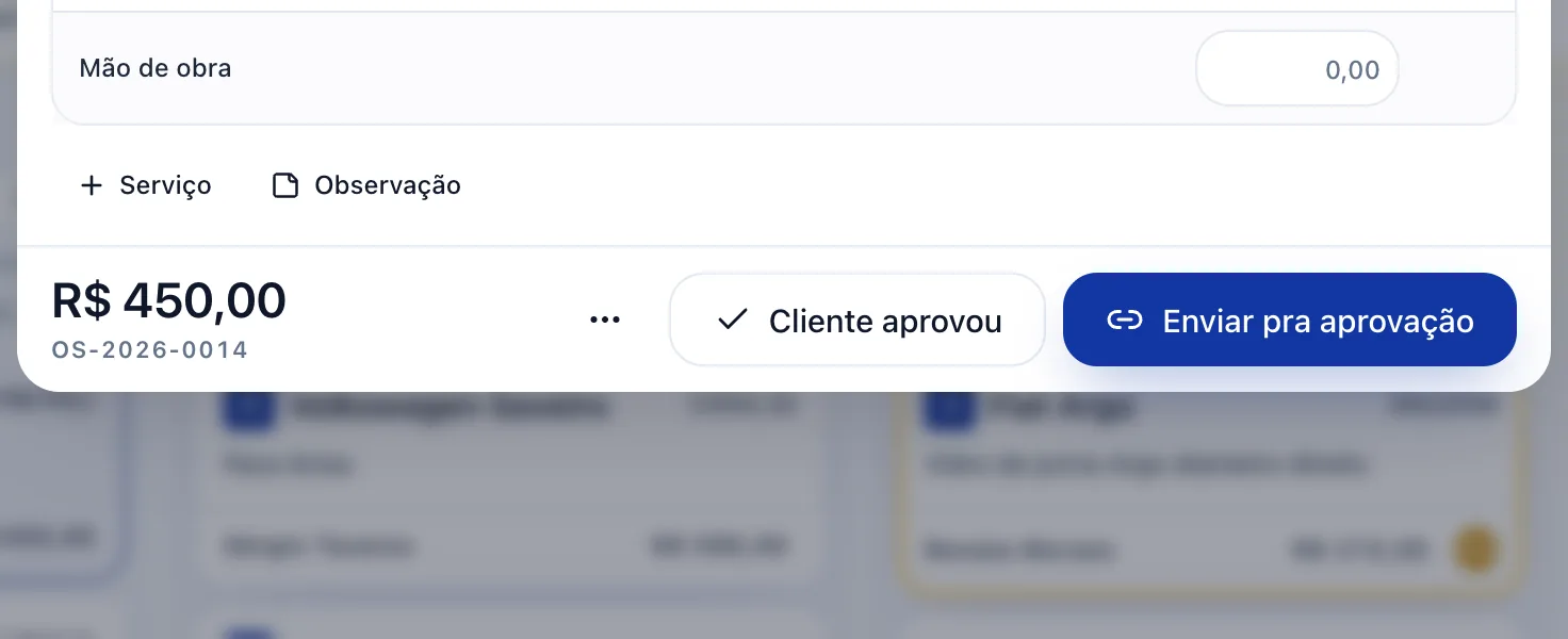 Abra o menu de ações