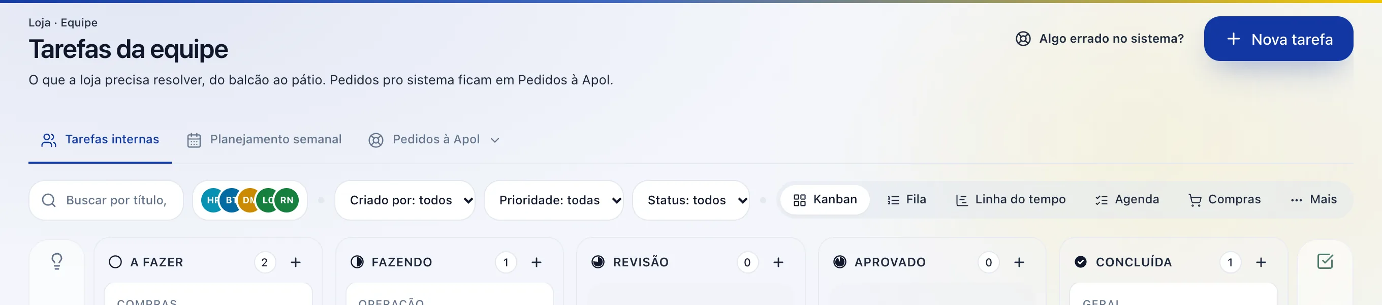 Toque em Nova tarefa