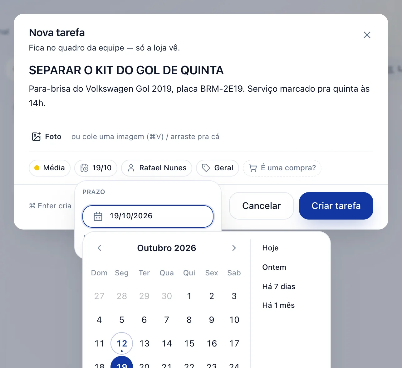 Defina o prazo